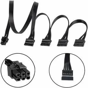 JAENFONG Original Seasonic 6Pin to 4 SATA Straight HDD SSD Power Cable for Seasonic CORE GC-650, GC-550, GC-500 Semi Modular Power Supply