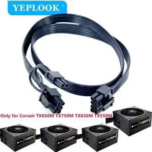 JAENFONG PCIe 8Pin to 8Pin 6+2Pin GPU Power Supply Cable For Corsair TX850M TX750M TX650M TX550M TX-M Series Semi Modular PSU 18AWG 60CM
