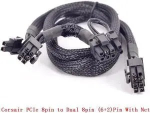 PCI-e 8Pin to Dual 8Pin 6+2pin Braided Net Power supply Cable Graphics Card GPU Cable 8Pin for CORSAIR RM Series RM1000 RM850 RM750 RM650 RM550 RM450 CS Series CS450M CS550M CS650M CS750M CS850M