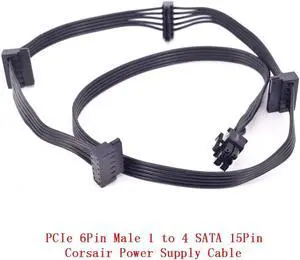 JAENFONG PCIe GPU 6Pin Male 1 to 4 SATA 15Pin Power Supply Cable Minning Cable for CORSAIR RM HX AXi Serial PSU RM450 RM550 RM650 RM750 RM850 HX650 HX750 HX850 HX1200 AX760i AX860i AX1200i
