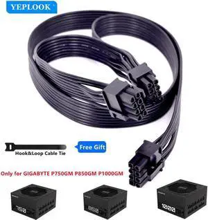 JAENFONG PCIe 8Pin to Dual 8Pin (6+2Pin) GPU Cable 60+20CM 18AWG For GIGABYTE P750GM 750W, P850GM 850W, P1000GM 1000W Gold Fully Modular