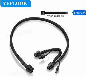 JAENFONG PCIe 8Pin to Dual 8Pin(6+2Pin) GPU Cable Sleeved 60+20CM 18AWG For Seasonic PRIME All Series PSU GX/PX/TX/Snow Silent/Gold/Ultra Gold/Platinum/Ultra Platinum/Ultra Titanium