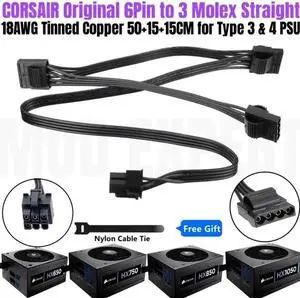 JAENFONG Original 6Pin to 3x Molex 4Pin PATA Perif HDD Floppy Drive Fan Power Cable for CORSAIR HX650, HX750, HX850, HX1050 Modular PSU JAENFONG Original 6Pin to 3x Molex 4Pin PATA Perif HDD Floppy Drive Fan Power Cable for CORSAIR HX650, HX750, HX850, HX1050 Modular PSU