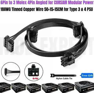 JAENFONG 6Pin to 3 Molex 4Pin IDE PATA Perif Cooler Fan Power Cable for CORSAIR RM450 RM550 RM650 RM750 RM850 RM1000 Type 3 Modular PSU JAENFONG 6Pin to 3 Molex 4Pin IDE PATA Perif Cooler Fan Power Cable for CORSAIR RM450 RM550 RM650 RM750 RM850 RM1000 Type 3 Modular PSU