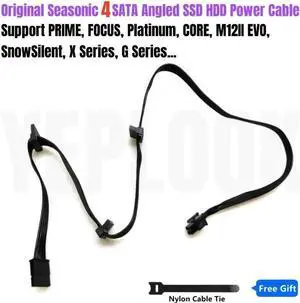 JAENFONG Original Seasonic 6Pin to 4 Port SATA Male Angled SSD HDD Modular Power Cable for PRIME Titanium 1000W, 850W, 750W, 650W Power