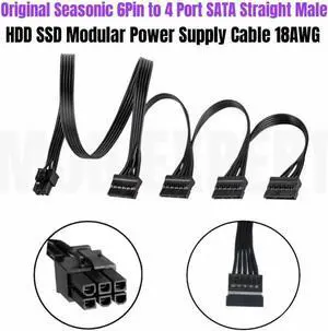 JAENFONG Original Seasonic 6Pin to 4 SATA Straight HDD SSD Power Cable for Seasonic CORE GM-650, GM-550, GM-500 Semi Modular Power Supply
