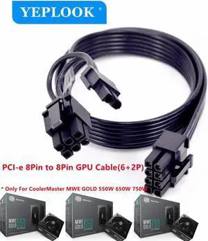 JAENFONG PCI-e 8Pin to 8Pin 6+2Pin GPU Cable Flat 60cm 18AWG For CoolerMaster MWE GOLD 550W 650W 750W Fully Modular Not for MWE V2 Series