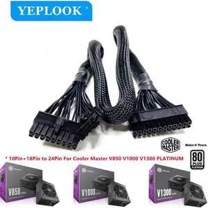 JAENFONG 10Pin+18Pin to 24Pin 20+4P Main Power Supply Cable Sleeved For CoolerMaster V850 V1000 V1300 PLATINUM Full-Modular Power Supply