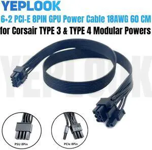 JAENFONG YEPLOOK GPU Power Cable PCIe Single 8Pin 6+2Pin for Corsair RM1200x SHIFT, RM1000x SHIFT, RM850x SHIFT, RM750x SHIFT Modular Power