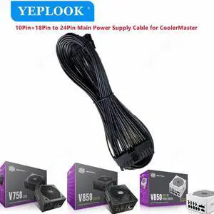 JAENFONG 10Pin+18Pin to 24Pin 20+4Pin Main Power Cable Flat For CoolerMaster Gold V2 V550 V650 V750 V850 V1000 Full-modular Power Supply