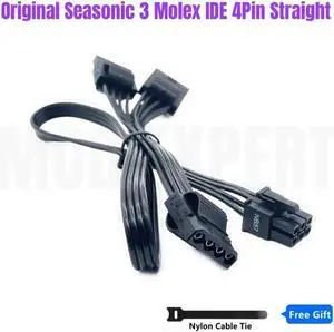 JAENFONG Original 6Pin to 3 Molex IDE 4Pin Perif Modular Power Cable for Seasonic PRIME GX-1300, GX-1000, GX-850, GX-750, GX-650 GOLD PSU JAENFONG Original 6Pin to 3 Molex IDE 4Pin Perif Modular Power Cable for Seasonic PRIME GX-1300, GX-1000, GX-850, GX-750, GX-650 GOLD PSU
