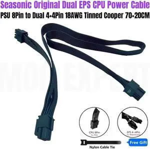 JAENFONG Original Seasonic PSU 8Pin to Two 4+4Pin EPS CPU Power Cable for PRIME Gold SS-1300GD, SSR-1000GD, SS-850GD, SS-750GD, SS-650GD JAENFONG Original Seasonic PSU 8Pin to Two 4+4Pin EPS CPU Power Cable for PRIME Gold SS-1300GD, SSR-1000GD, SS-850GD, SS-750GD, SS-650GD