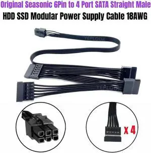 JAENFONG Original Seasonic 4 SATA Straight HDD SSD Power Cable for Seasonic PRIME SnowSilent 750W Titanium, 650W Platinum, 550W Gold PSU