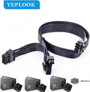 JAENFONG PCIe 8Pin to 2x8Pin(6+2Pin) GPU Cable 60+20CM 18AWG For CoolerMaster MWE GOLD 550W 650W 750W Fully Modular Not for MWE V2 Series