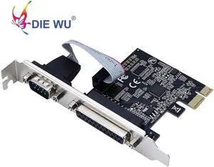 JAENFONG PCIe to 1 Serial 1 Parallel Riser card RS232 Serial & DB25 Printer Parallel port Expansion card with ASIX99100 chipset