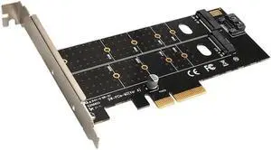 JAENFONG PCIe to M.2 dual NVMe SSD NGFF Riser card PCIE X4 adapter M Key B Key dual interface Expansion card