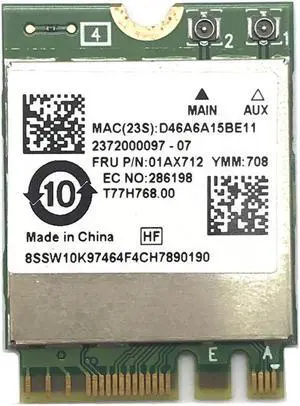 JAENFONG RTL8822BE 802.11ac Wifi with Bluetooth 4.1 Card For Thinkpad L470 L570 T470 T570 X270 YOGA-370 P51S FRU: 01AX712