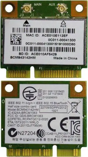 JAENFONG Universal Wireless BCM943142HM 802.11n 300M Bluetooth Half Mini PCI-E WIFI Card