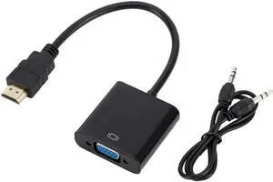 JAENFONG HDMI to VGA Adapter Cable Male To Female HDMI Male TO VGA Female Converter Adapter with Audio Cable 1080P Digital to Analog Video Audio