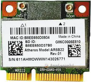 JAENFONG ATHEROS AR5B22 AR9462 DUAL BAND N + BLUETOOTH BT WIRELESS WIFI CARD DW1901 K2GW5