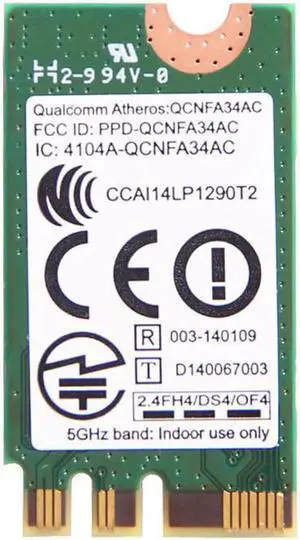 JAENFONG Athenros QCNFA34AC 433Mbps 802.11AC Dual Band 2.4Ghz/5Ghz WiFi+BT 4.0 NGFF Card