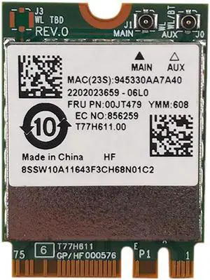 JAENFONG BCM94356 NGFF 802.11AC 867Mbps WIFI + Bluetooth 4.1 Wireless Card For Thinkpad L460 L560 P50S T460 T460S T460P T560 FRU 00JT479 JAENFONG BCM94356 NGFF 802.11AC 867Mbps WIFI + Bluetooth 4.1 Wireless Card For Thinkpad L460 L560 P50S T460 T460S T460P T560 FRU 00JT479