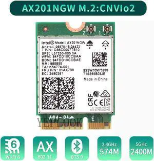 JAENFONG Wi-Fi 6 3000Mbps Intel Wifi Card AX201 AX201NGW Dual Band 2.4Ghz/5Ghz 2.4Gbps M.2 Key E CNVio 2 Wireless Card Bluetooth 5.0 802.11ac/ax
