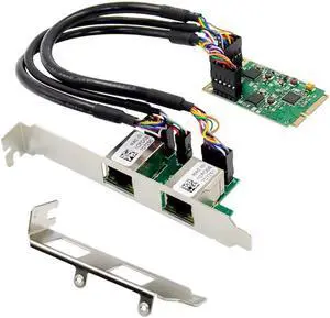 JAENFONG Mini PCIE Dual RJ45 10/100/1000Mbps Gigabit Ethernet Card Nic RTL8111F Plug and Play