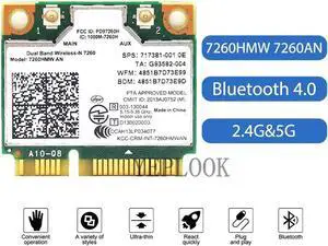 JAENFONG 7260HMW 7260AN AN7260 Wireless Card Wi-Fi 300Mbps+300Mbps Dual Band 2.4G/5G Bluetooth 4.0 Half Mini PCI-E 867M Wifi Network Card Laptop Desktop