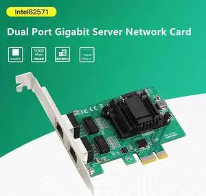 JAENFONG PCIe x1 Dual RJ45 Gigabit Network Card 10/100/1000Mbps Ethernet Lan Wired Adapter ROS Chipset Intel 82571 for Desktop Server