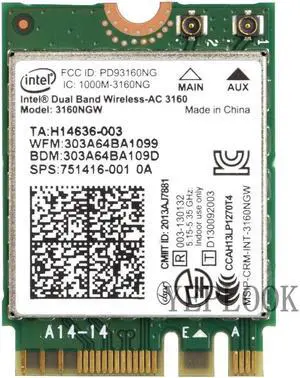 JAENFONG AC3160 3160ac 3160NGW Dual Band 2.4G 5Ghz 433Mbps 802.11ac Wi-Fi+Bluetooth 4.0 M.2 NGFF Wireless Network Card Wifi Network Card For Laptop