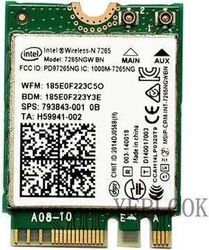 JAENFONG Wireless-N 7265 7265NGW BN Intel 7265BN 2.4G 300Mbps Wi-Fi + Bluetooth 4.0 NGFF M.2 802.11n Wifi Card Wireless Network Card