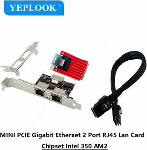 JAENFONG MINI PCIE 1G LAN Card Dual Port RJ45 Industrial Server 10/100/1000Mbps Gigabit Ethernet Adapter Network Card Chipset Intel I350