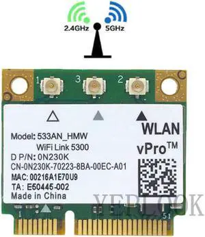 JAENFONG 5300 533ANHMW 450M Dual Band 2.4G 5Ghz Intel WiFi Card Wireless Half Mini PCI-e Card