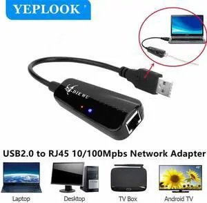 JAENFONG USB 2.0 to RJ45 10/100Mpbs Network Card Ethernet Lan Wired Adapter For Laptop Desktop TV Box Android TV Chipset Realtek 8152