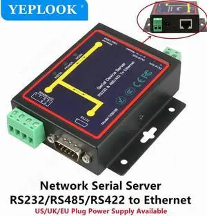 JAENFONG Ethernet Network Serial Port Converter RJ45 to RS232 RS485 RS422 Industrial Device Server Support TCP/RTU/UDP with Power Cable JAENFONG Ethernet Network Serial Port Converter RJ45 to RS232 RS485 RS422 Industrial Device Server Support TCP/RTU/UDP with Power Cable