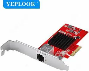 JAENFONG PCIe 3.0 4X Single Electrical Port RJ45 10000Mbps 10G/5G/2.5G/1G Optical Fiber Server Network Card Lan Adapter Chipset AQC107