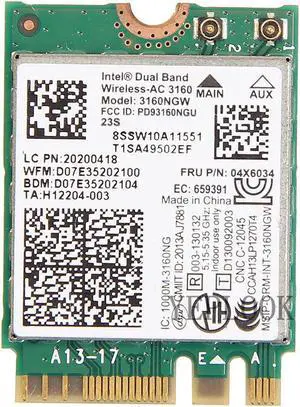 JAENFONG Wireless-AC 3160 3160NGW 433Mbps+Bluetooth4.0 802.11a/b/g/n Dual Band 2.4GHz/5.8GHz M.2 NGFF Intel Wifi Card for Y40 Y50 E10-30 E550 E450