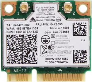JAENFONG Dual Band For IBM Thinkpad Intel Wireless-AC 7260 7260HMW 802.11ac Mini PCI-E Wifi + Bluetooth 4.0 Wlan Card FRU 04X6090 JAENFONG Dual Band For IBM Thinkpad Intel Wireless-AC 7260 7260HMW 802.11ac Mini PCI-E Wifi + Bluetooth 4.0 Wlan Card FRU 04X6090