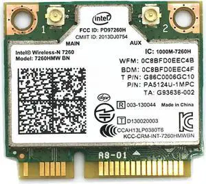 JAENFONG For 7260 Wireless-N Intel 7260HMW BN 802.11bgn 300Mbps Bluetooth 4.0 Mini PCI-E Wifi Card