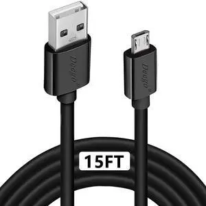 Micro USB Cable 15Ft Extra Long Controller Charger Compatible with PS4 PlayStation 4 Charger Cord Fast Android USB Charging Cable Black