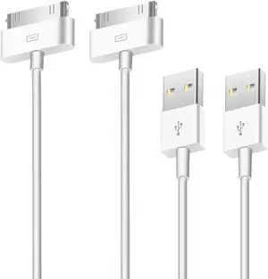 2pcs 30 Pin USB Sync Charging Cable Cord Replacement for Old iPhone 4/4S 3G/3GS iPad 1/2/3 iPod Nano/iPod Touch