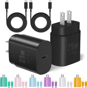 Type C Charger Fast Charging USB C Charger Block 2-Pack 25W Phone Super Fast Charger with 6Ft USB-C Cable Compatible with iPhone 15/16/Plus/Pro/Pro Max Galaxy S25/S24/Plus/Ultra