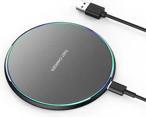Wireless Charger Wireless Charging Pad Compatible with iPhone 16 15 14 13 12 11 Pro Max/Mini/Plus/XR 15W Max Fast Wireless Charging Pad Mat for Galaxy S23/S22/S21/S20/S10 /3/2