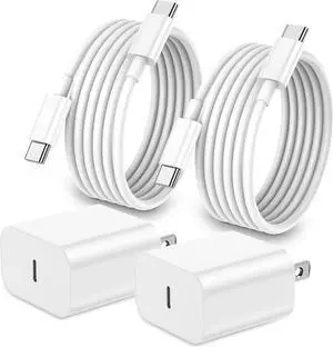 iPhone 16 15 Charger Fast Charging 20W iPad USB C Fast Charger 2Pack 6ft USB C Wall Charger Block for iPhone 16/16 Pro/16 Pro Max/15/15 Plus/15 Pro/15 Pro Max iPad Pro/Mini MacBook