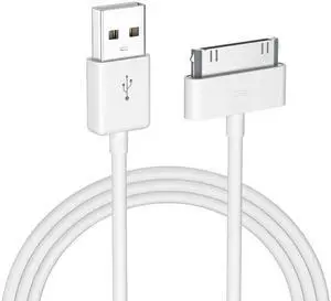 Certified 30 Pin USB Charging Cable 4.0ft USB Sync Charging Cord iPhone Compatible for 4 4s 3G 3GS iPad 1 2 3 iPod Touch Nano White (1 PCS)