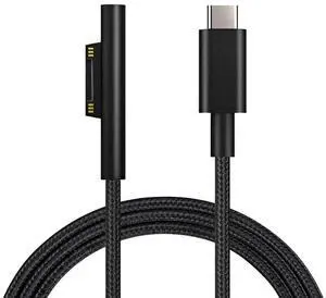 Nylon Braided Charging Cable for Surface Pro 7/6/5/4/3Go3/2/1 Laptop 4/3/2/1 Must Work with 45W 15V 3A USB-C Charger (Black 6ft)