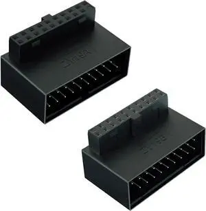 JAENFONG USB 3.0 90 Degree Motherboard Connector L-Type USB 3.0 19-pin Connector 90 Degree 19 pin/20 pin Male to Female Power Adapter for Desktop Internal Connector (Up & Down)