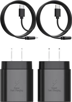Type C Charger 2-Pack 25W Type C Fast Charging Block with USB C Charger Cable Compatible with Galaxy S23 Ultra/S23+/S22/S21/S20/Phone 16/16 Plus/16 Pro Max/15/15 Pro Max/15 Plus