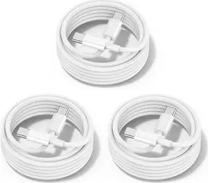 60W USB C to USB C Cable [3Pack] iPhone 16 15 Fast Charging Cable 6ft Long USB-C to USBC Power Cord for iPhone 16/15 Pro Plus Pro Max MacBook Pro Air/IPad/iPad Pro 12.9/11 AirPods 4(White)